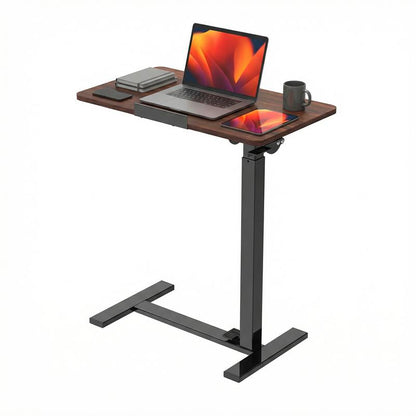 Adjustable Overbed Bedside Table with Wheels, Rolling Laptop Desk with Tilting Top