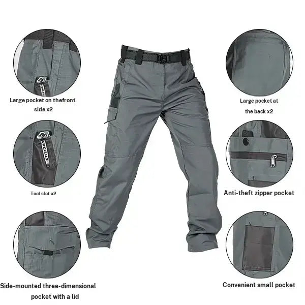 Men's Tactical Cargo Pants, 230g/m² Water & Abrasion Resistant Fabric