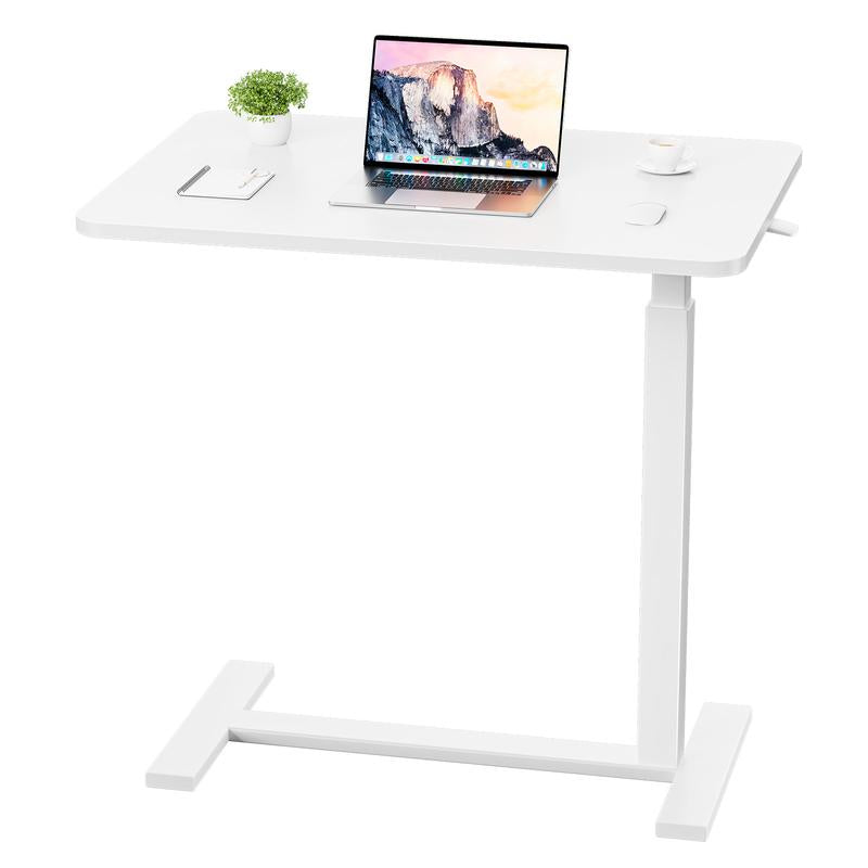Adjustable Overbed Bedside Table with Wheels, Rolling Laptop Desk with Tilting Top