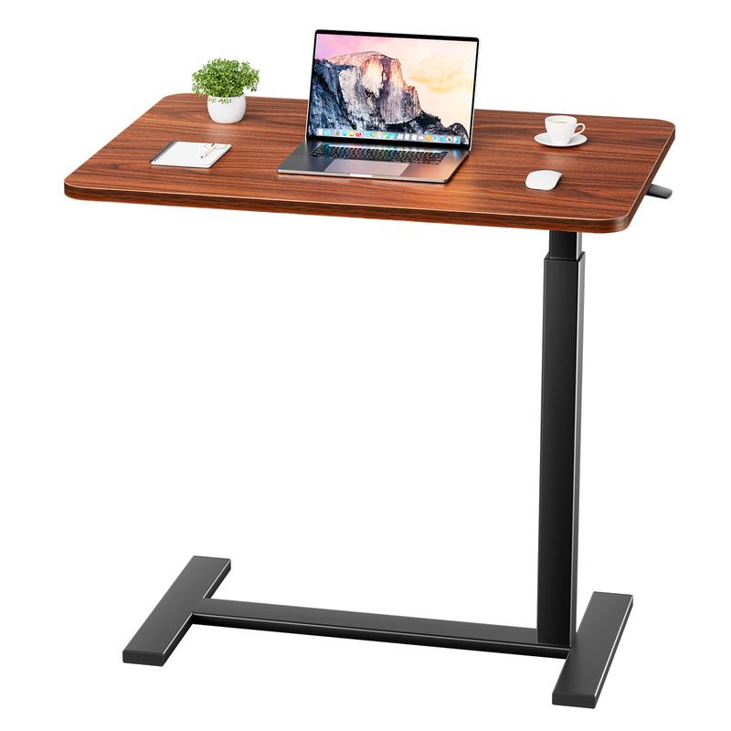 Adjustable Overbed Bedside Table with Wheels, Rolling Laptop Desk with Tilting Top