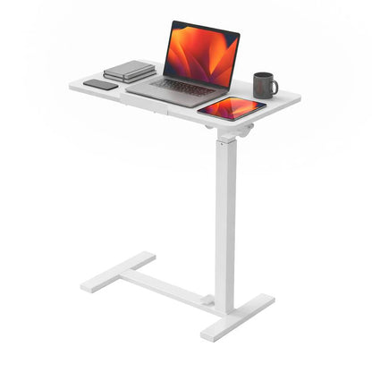 Adjustable Overbed Bedside Table with Wheels, Rolling Laptop Desk with Tilting Top